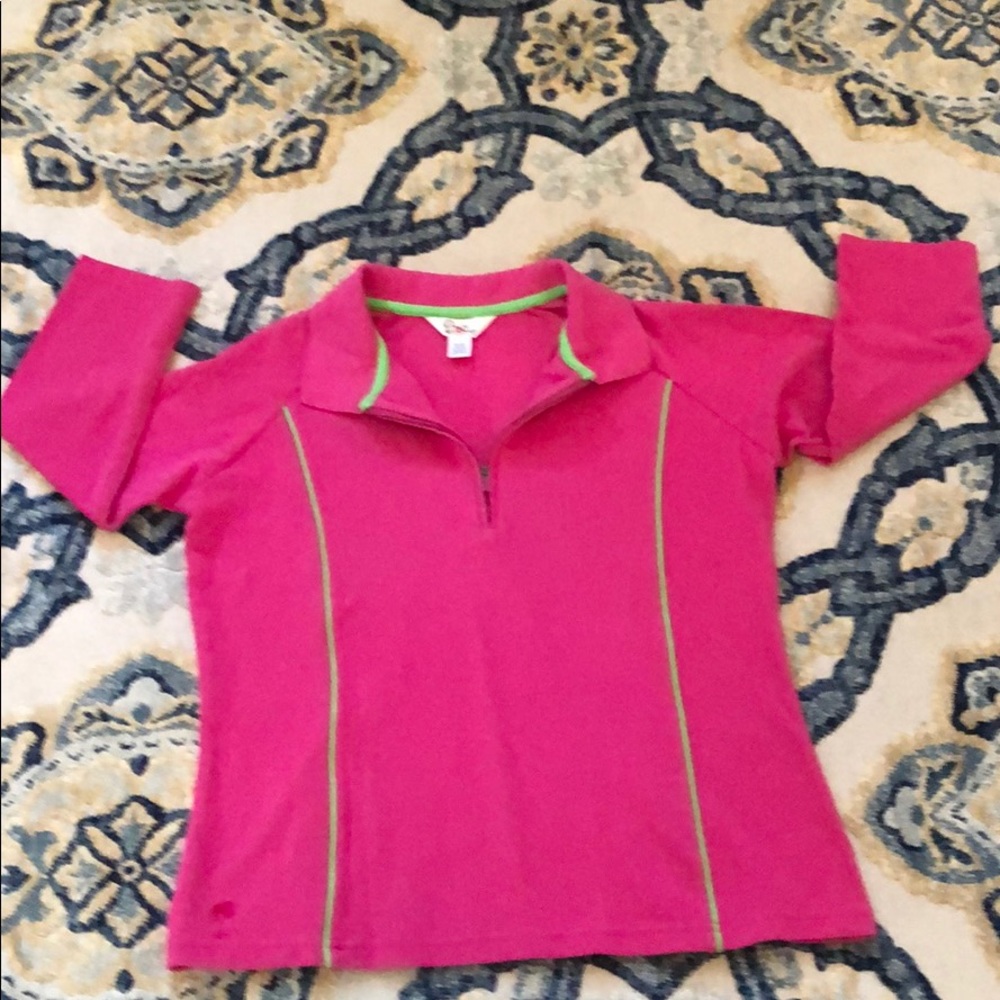 Lily Pulitzer Pink and Green Top, Size Large.